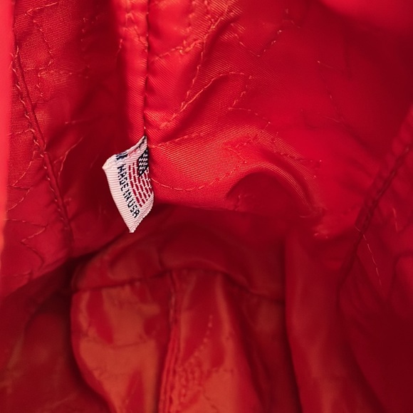 Kate Spade Wool-Plaid bag, navy-orange- cream outside, orange leaf deign inside. - Picture 6 of 13